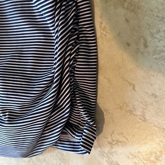 Classic Liz Claiborne Women Small Blue/White Striped Swim Top Adjustable Straps - Picture 4 of 7